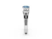 Princess Cut Three Stone Engagement Ring Setting for a Fancy Blue Lab-Grown Diamond | Beaded Shoulders | Platinum