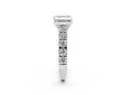 Asscher Cut Cut-Down Side Stone Engagement Ring Setting | Scalloped Shoulders | Sterling Silver