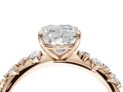 Cushion Cut Solitaire Engagement Ring Setting | Graduated Scattered Accents | Rose Gold