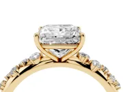 Princess Cut Diamond Cluster Solitaire Ring Set in Yellow gold with Prong Setting