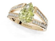 Pear-Shaped Split Shank Pavé Engagement Ring Setting for a Fancy Yellow Lab-Grown Diamond | Yellow Gold