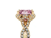 Princess Cut Halo Engagement Ring Setting for a Fancy Pink Lab-Grown Diamond | Yellow Gold - Design NV-24725