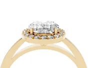 Oval Cut Diamond Halo Ring Set in Yellow gold with Solitaire Band and Prong Setting