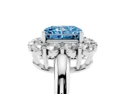 Radiant Cut Cluster Halo Engagement Ring Setting for a Fancy Blue Lab-Grown Diamond | Large Round Accents | Platinum