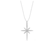 Round Lab-Grown Diamond Pavé Starburst Pendant Necklace | Eight-Point Star | White Gold