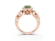 Oval Vintage Halo Engagement Ring Setting for a Fancy Green Lab-Grown Diamond | Bezel Shoulder Accents | Rose Gold