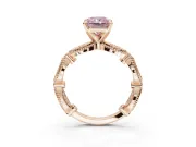 Radiant Cut Vintage Milgrain Engagement Ring Setting for a Fancy Pink Lab-Grown Diamond | Graduated Stations | Rose Gold