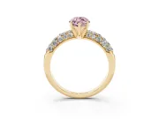 Marquise Multi Row Pave Engagement Ring Setting for a Fancy Pink Lab-Grown Diamond | Yellow Gold