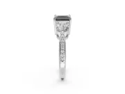 Fancy Black Princess Cut Lab-Grown Diamond Three-Stone Ring Set in Platinum with Channel-Set Band and Prong Setting