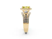 Oval Halo Split Shank Engagement Ring Setting for a Fancy Yellow Lab-Grown Diamond | Round Side Stones | Yellow Gold