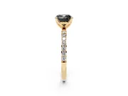 Cushion Cut Pavé Solitaire Engagement Ring Setting for a Black Center | Slim Band | Yellow Gold