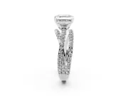 Asscher Cut Diamond Solitaire Twist Band Ring Set in White gold with Pavé Setting and Prong Head