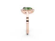 Fancy Green Pear Cut Diamond Halo Ring Set in Rose gold with Round Halo and Smooth Solitaire Band
