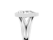 Bezel Set Pear Cut Diamond Solitaire Ring Set in Platinum with Tapered Band