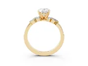 Oval Cut Diamond Solitaire Ring Set in Yellow gold with Marquise Twist Band and Prong Setting