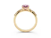 Fancy Pink Radiant Cut Diamond Cluster Solitaire Ring Set in Yellow gold with Prong Setting