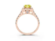 Cushion Cut Accented Halo Engagement Ring Setting for a Fancy Yellow Lab-Grown Diamond | Rose Gold