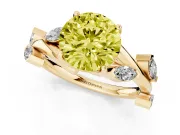 Round Twisted Vine Engagement Ring Setting for a Fancy Yellow Lab-Grown Diamond | Yellow Gold