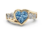 Heart-Shaped Bezel Bypass Engagement Ring Setting for a Fancy Blue Lab-Grown Diamond | Yellow Gold