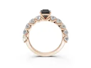 Emerald Cut Side Stone Engagement Ring Setting for a Black Center | Rose Gold