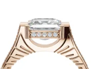 Asscher Cut Vintage Cathedral Engagement Ring Setting | Carved Band | Rose Gold