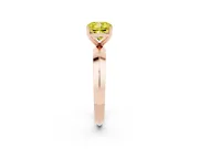 Fancy Yellow Cushion Cut Diamond Solitaire Engagement Ring Set in Rose gold with Flat Band and Prong Setting