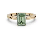 Emerald Cut Cathedral Engagement Ring Setting for a Fancy Green Lab-Grown Diamond | Yellow Gold - Design NV-24626