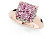 Princess Cut Knife-Edge Halo Engagement Ring Setting for a Fancy Pink Lab-Grown Diamond | Rose Gold