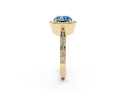 Round Milgrain Halo Engagement Ring Setting for a Fancy Blue Lab-Grown Diamond | Side Stones | Yellow Gold