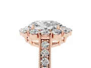 Oval Vintage Halo Engagement Ring Setting | Milgrain Channel Band | Rose Gold