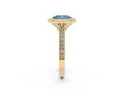 Radiant Cut Vintage Milgrain Halo Engagement Ring Setting for a Fancy Blue Lab-Grown Diamond | Bezel Head | Yellow Gold