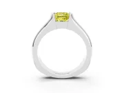 Princess Cut Half Bezel Solitaire Engagement Ring Setting for a Fancy Yellow Lab-Grown Diamond | Wide Band | Platinum