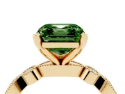 Asscher Cut Vintage Engagement Ring Setting for a Fancy Green Lab-Grown Diamond | Yellow Gold