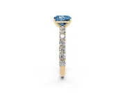 Radiant Cut Shared Prong Engagement Ring Setting for a Fancy Blue Lab-Grown Diamond | Yellow Gold