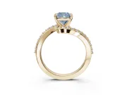 Cushion Cut Bypass Pavé Engagement Ring Setting for a Fancy Blue Lab-Grown Diamond | Yellow Gold