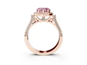 Heart-Shaped Halo Engagement Ring Setting for a Fancy Pink Lab-Grown Diamond | Pointed Pave Shoulders | Rose Gold