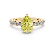 Pear-Shaped Pavé Solitaire Engagement Ring Setting for a Fancy Yellow Lab-Grown Diamond | Yellow Gold