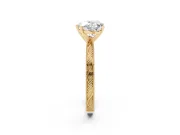 Heart Cut Diamond Solitaire Milgrain Engraved Band Set in Yellow gold with Prong Setting
