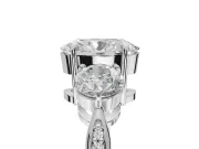 Oval Three Stone Engagement Ring Setting | Tapered Pave Band | Sterling Silver