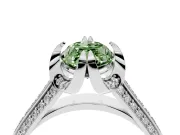 Fancy Green Marquise Cut Diamond Pavé Split Shank Solitaire Ring Set in Platinum with Prong Setting