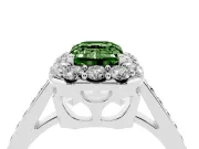 Emerald Cut Floral Halo Engagement Ring Setting for a Fancy Green Lab-Grown Diamond | Sterling Silver