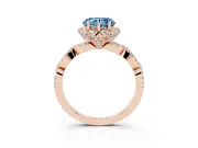 Heart-Shaped Milgrain Halo Engagement Ring Setting for a Fancy Blue Lab-Grown Diamond | Graduated Shoulders | Rose Gold
