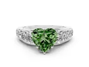 Heart-Shaped Graduated Engagement Ring Setting for a Fancy Green Lab-Grown Diamond | Platinum