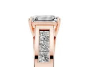 Emerald Cut Channel-Set Engagement Ring Setting | Princess Side Stones | Rose Gold