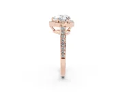Heart Cut Diamond Halo Pavé Engagement Ring Set in Rose gold with Bezel Setting