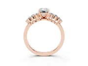 Emerald Cut Diamond Cluster Engagement Ring Set in Rose gold with Pavé Band and Prong Setting