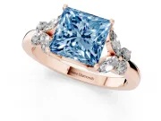 Princess Cut Petal Engagement Ring Setting for a Fancy Blue Lab-Grown Diamond | Rose Gold