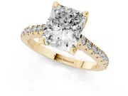 Radiant Cut Hidden Halo Pave Engagement Ring Setting | Claw Prongs | Yellow Gold