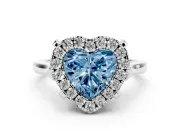 Heart-Shaped Claw Corner Halo Engagement Ring Setting for a Fancy Blue Lab-Grown Diamond | Slim Plain Band | Platinum