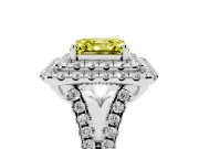 Asscher Cut Halo Split Shank Engagement Ring Setting for a Fancy Yellow Lab-Grown Diamond | White Gold